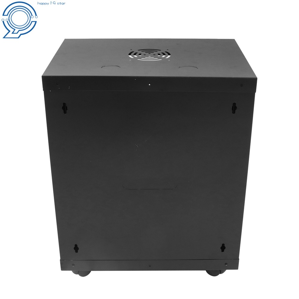 Enclosed Server Rack 12U 15.5" Deep, Secure Lock Glass Front & Sides