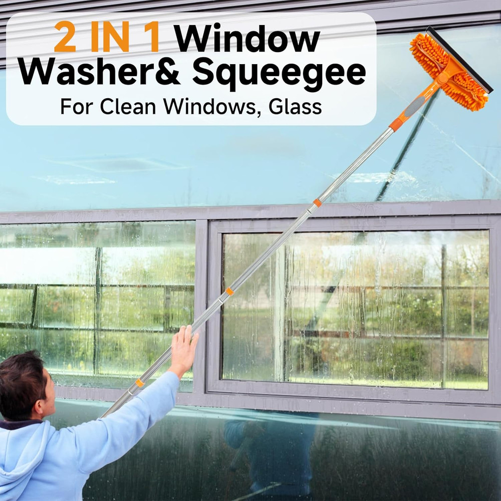 67" Squeegee Window Cleaner 2 in 1 Rotatable Window Cleaning Tool Kit Extension
