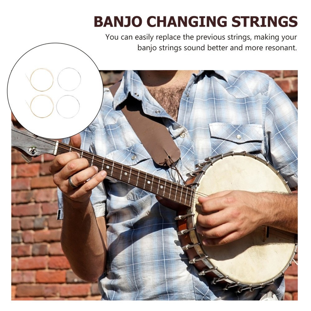 1 Set of Steel 4-string Banjo Strings Replacement Banjo String Accessories