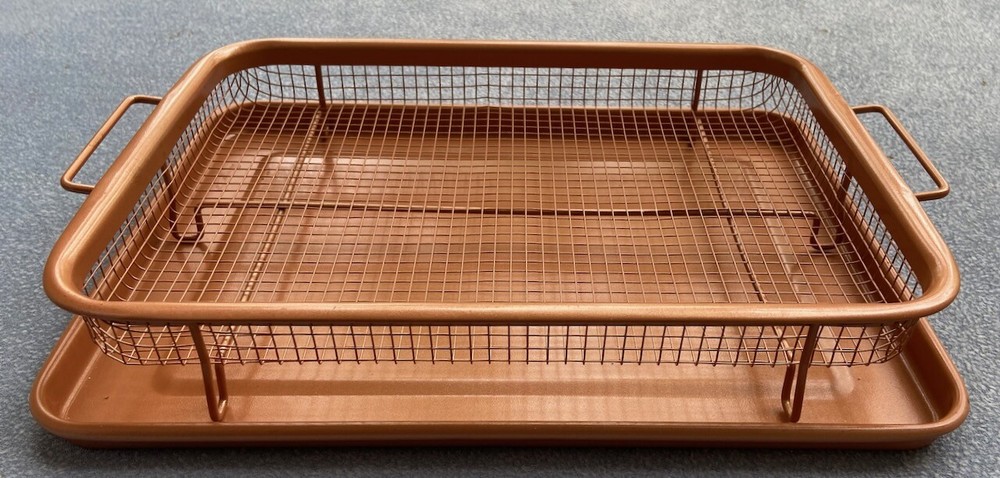 2 Pcs Copper Chef Crisper Basket with Baking Sheet Pan