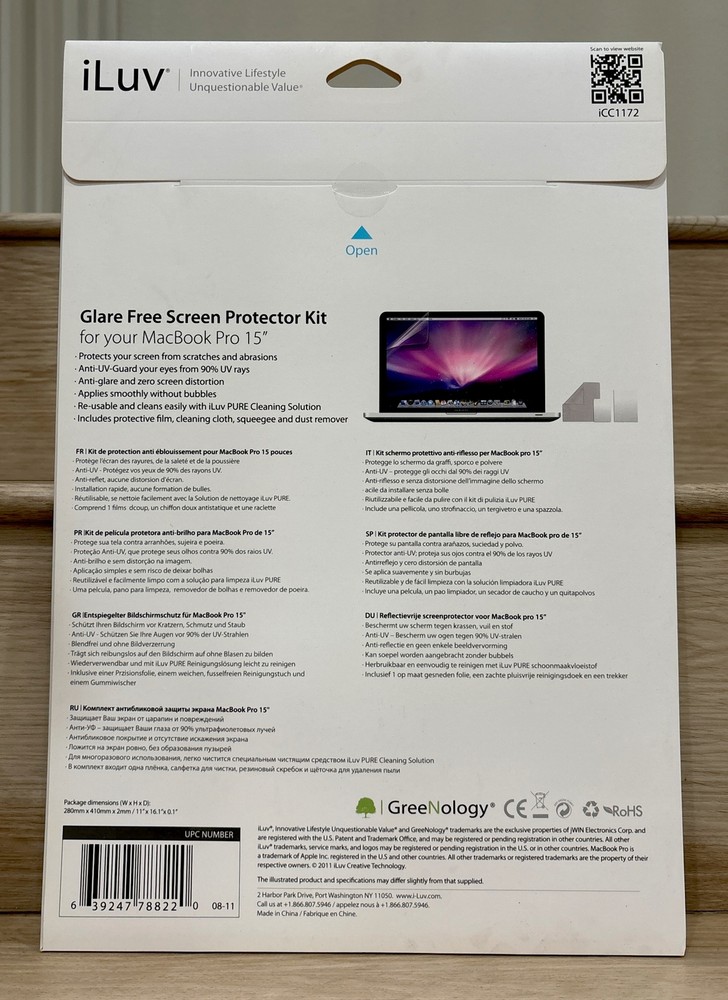 iLuv Glare Free Screen Protector Kit For MacBook Air 15"