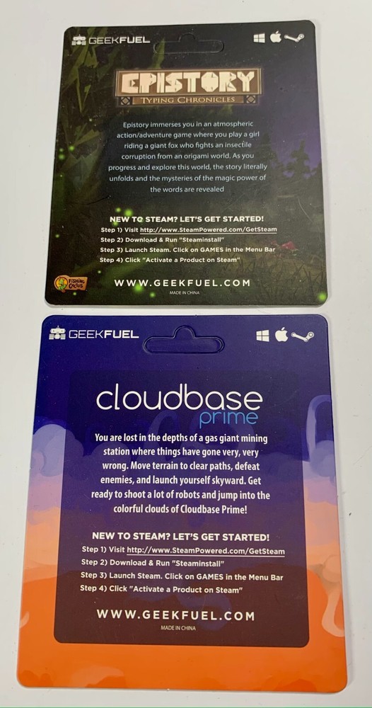 GeekFuel Cloudbase Prime & Epistory Typing Chronicles Downoadable Steam Games