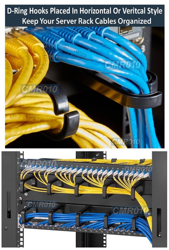 Rack-Mounting Cable Organizer With 5 Detachable Hooks For Server Rack Cabinents