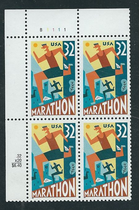 Scott # 3067...32 Cent... Marathon... Plate Block