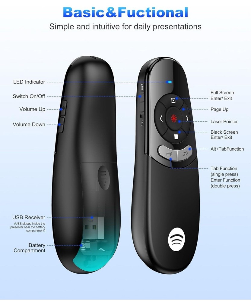 For PC Power point Presentation Remote Wireless Presenter Laser Pointer Clicker