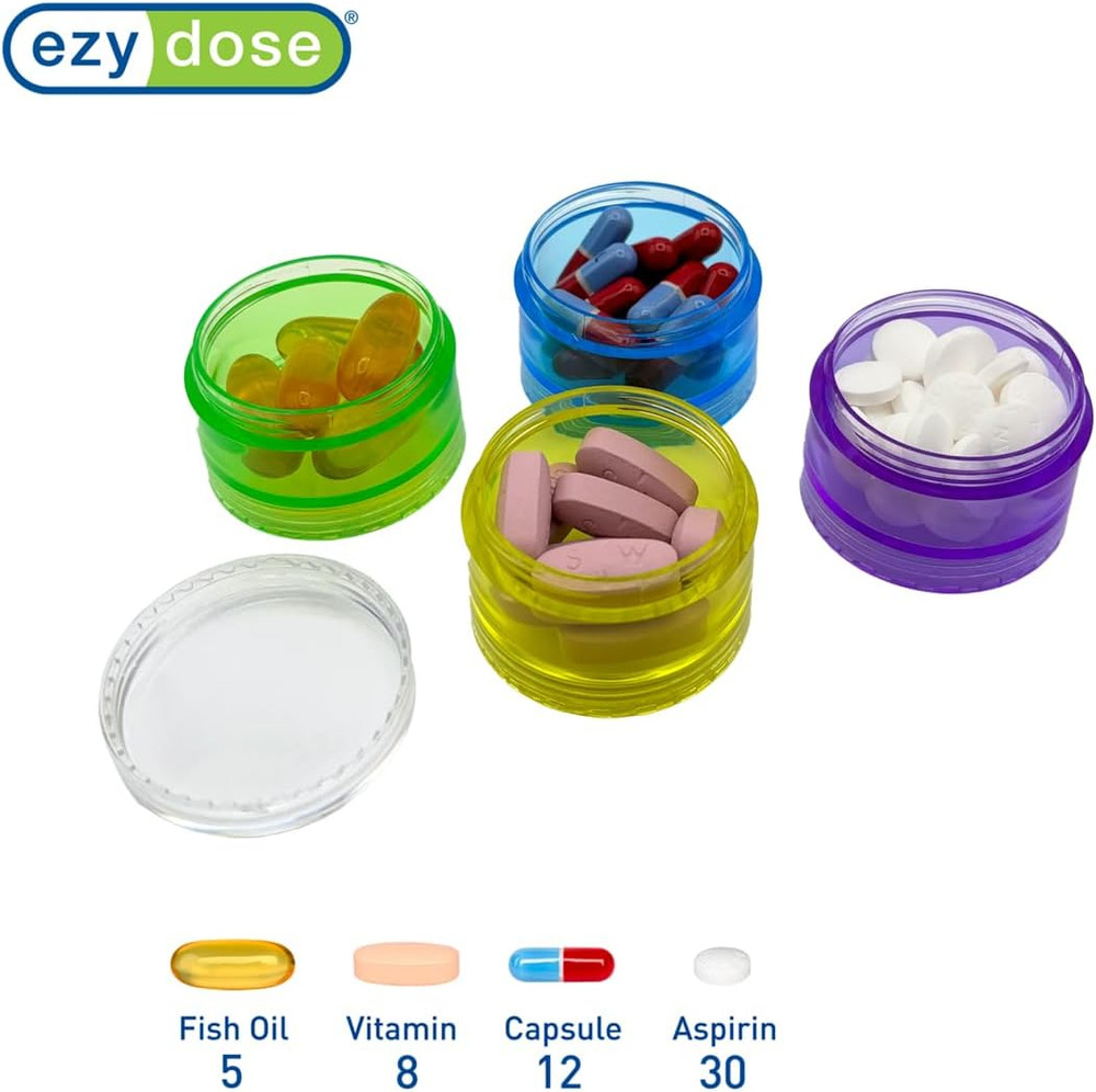 Ezy Dose 7 Day Rainbow Pill Organizer Stackable Weekly Medication Planner