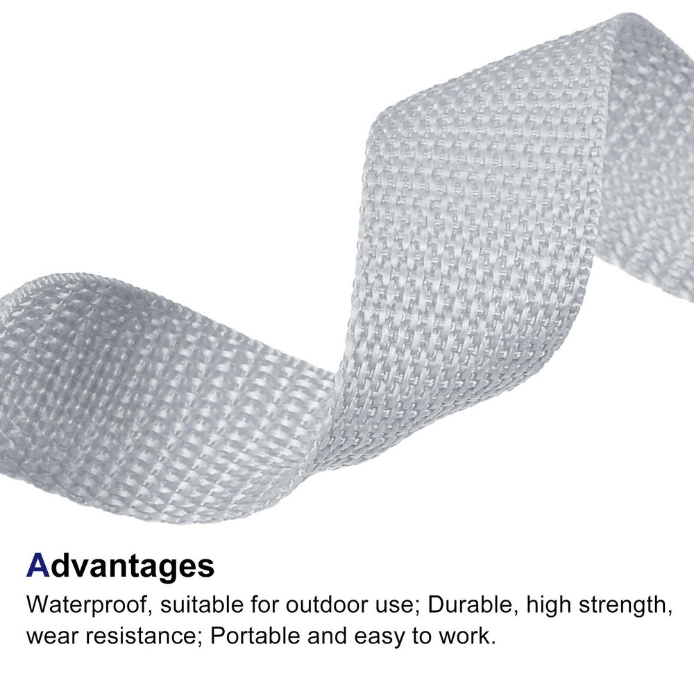 Lightweight Polypropylene Webbing Strap 1" 10 Yards Silver Grey Strapping