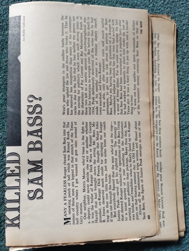N11a Ephemera 1960s Article Sam Bass