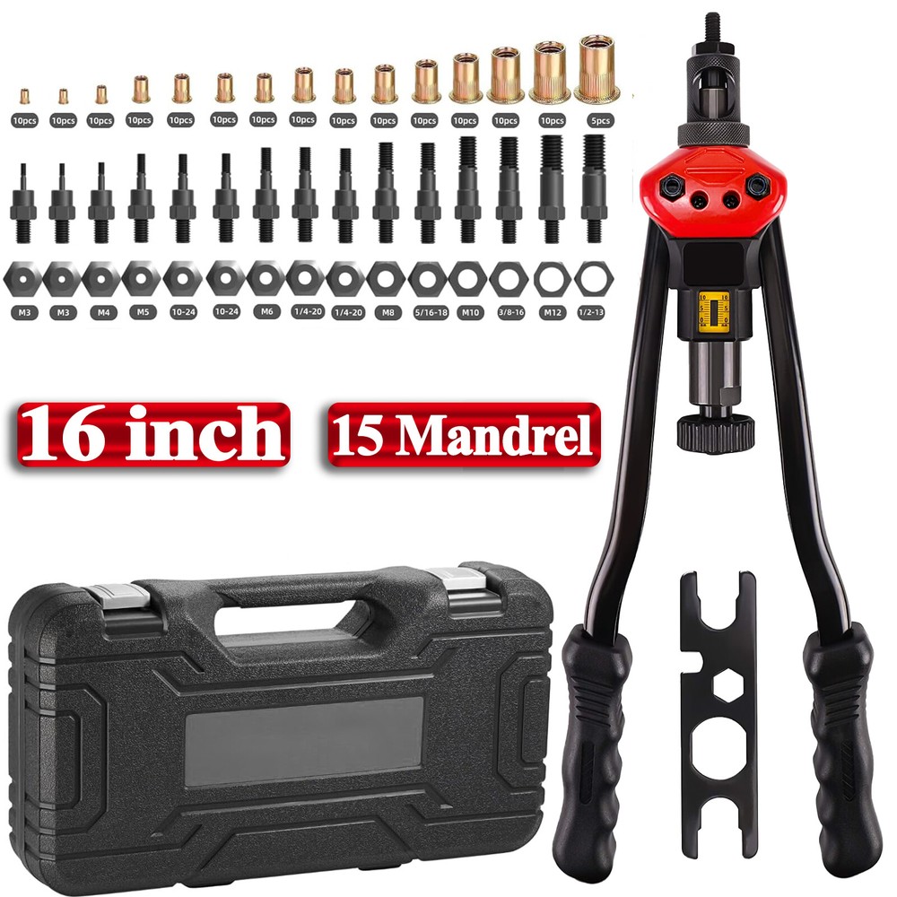16" Rivet Gun Rivnut Thread Setting Tool Nut Setter NutSert Metric SAE Riveting
