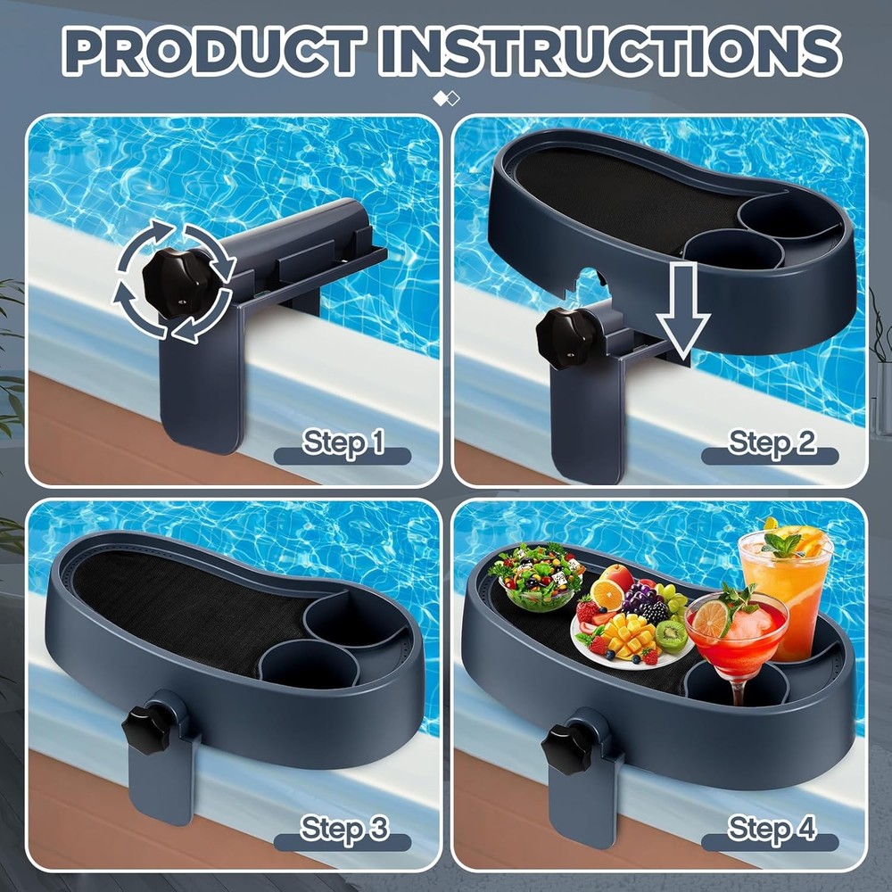 Adjustable Hot Tub Table Tray With Cup Holders