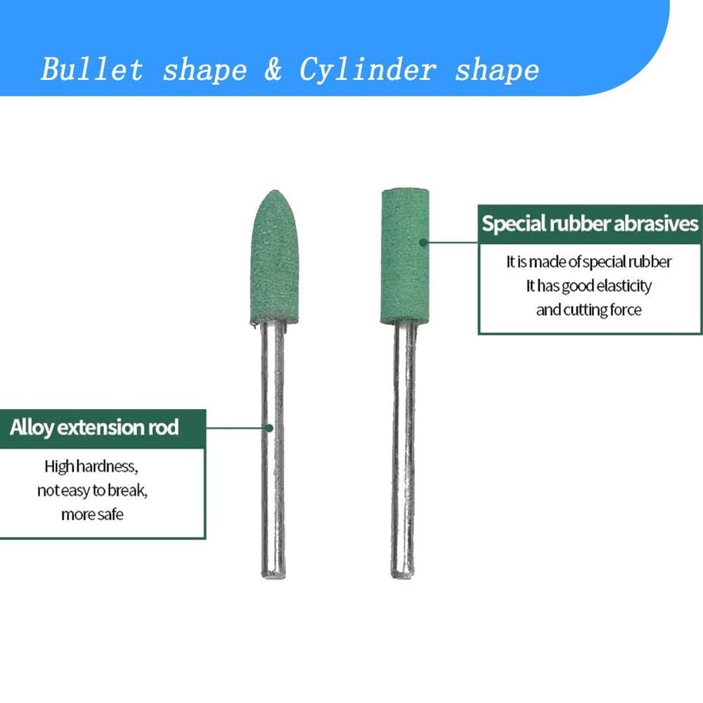 100 Pcs 𝐑𝐮𝐛𝐛𝐞𝐫 𝐏𝐨𝐥𝐢𝐬𝐡𝐢𝐧𝐠 Bits - 1/8 Inch Shank Silicone Rubber...