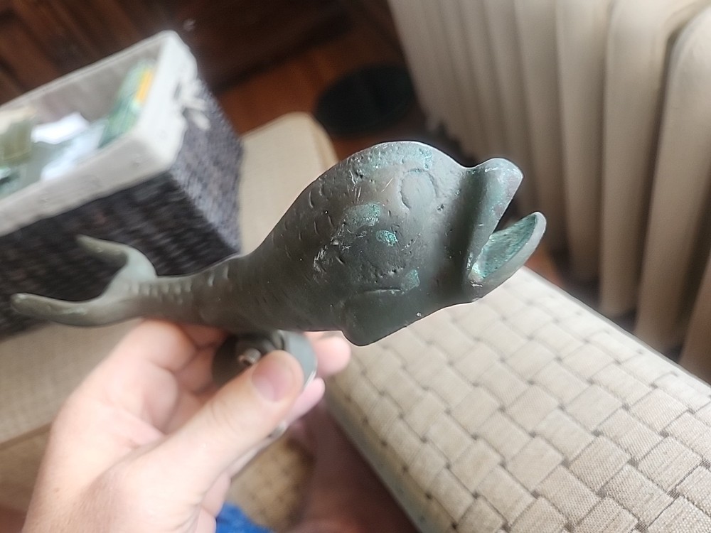 Vintage Solid Brass figural Door Knocker FISH Design 7.5”