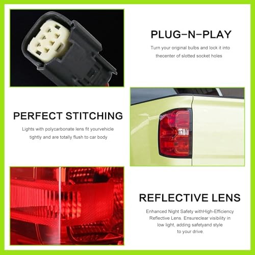 HSMOTHEV Red Tail Light Assembly for 2014-2018 Chevy Silverado Left Driver Side