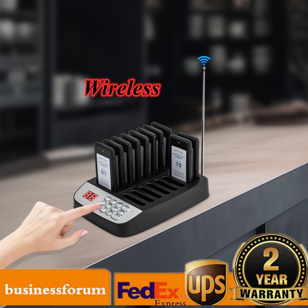 Restaurant Wireless Paging Queuing Calling System,10 Call Coaster Pagers Guest