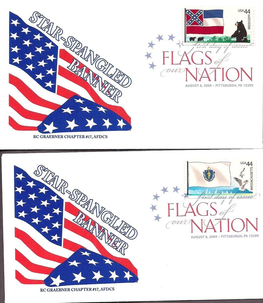 #4292-4302 Flags Nation 2009- DCP FDC set- Graebner - benefit Chapter 56 AFDCS