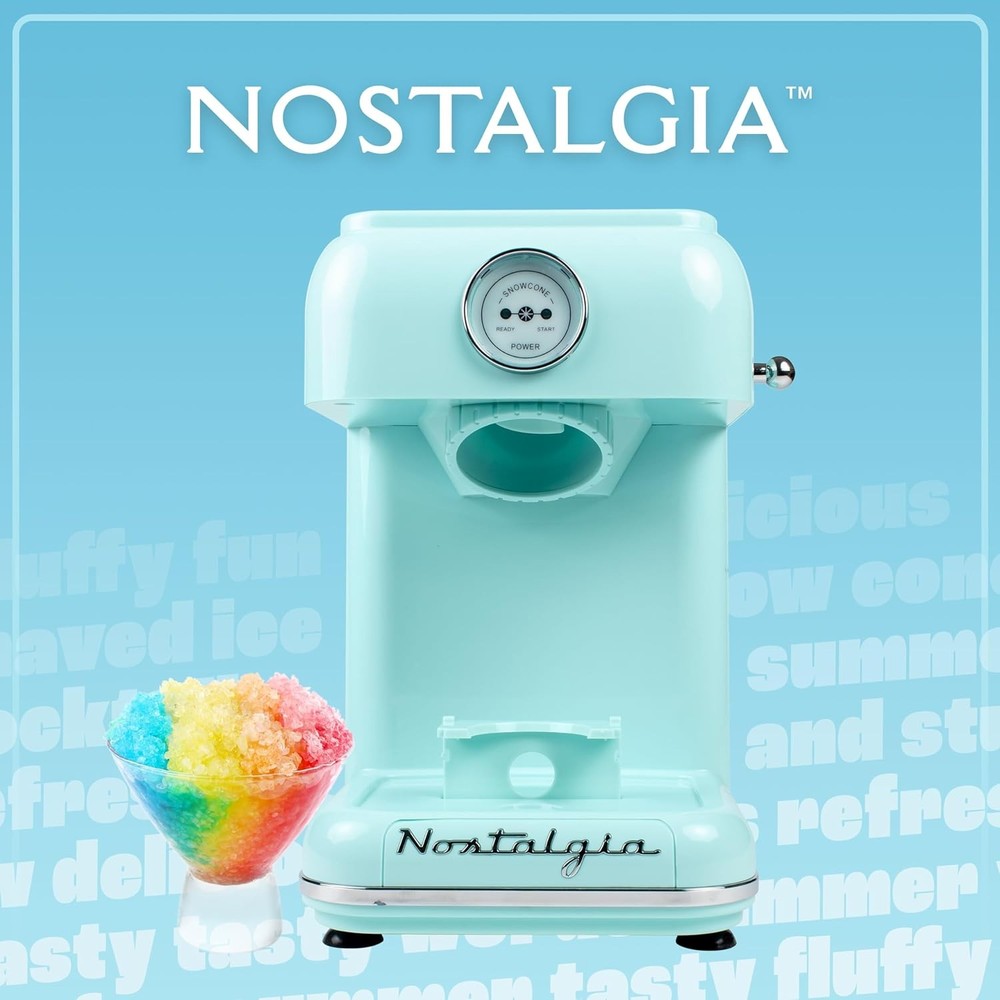 Snow Cone Shaved Ice Machine Retro Table-Top Slushie Machine Includes 1 Reusable