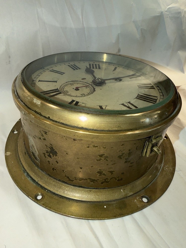 Huge Antique Brass English Ships Clock