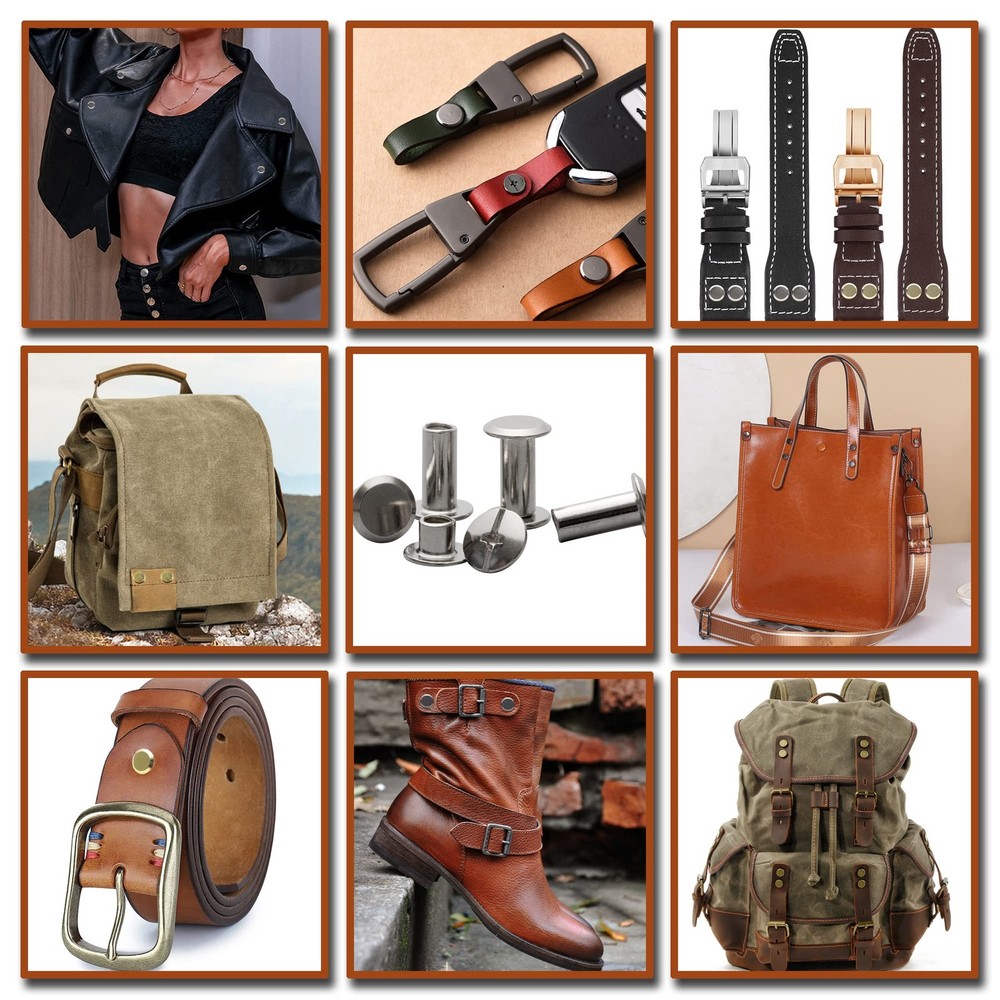 70Sets Chicago Screws Leather Rivets Assorted Screw Rivets Chicago Binding Sc...