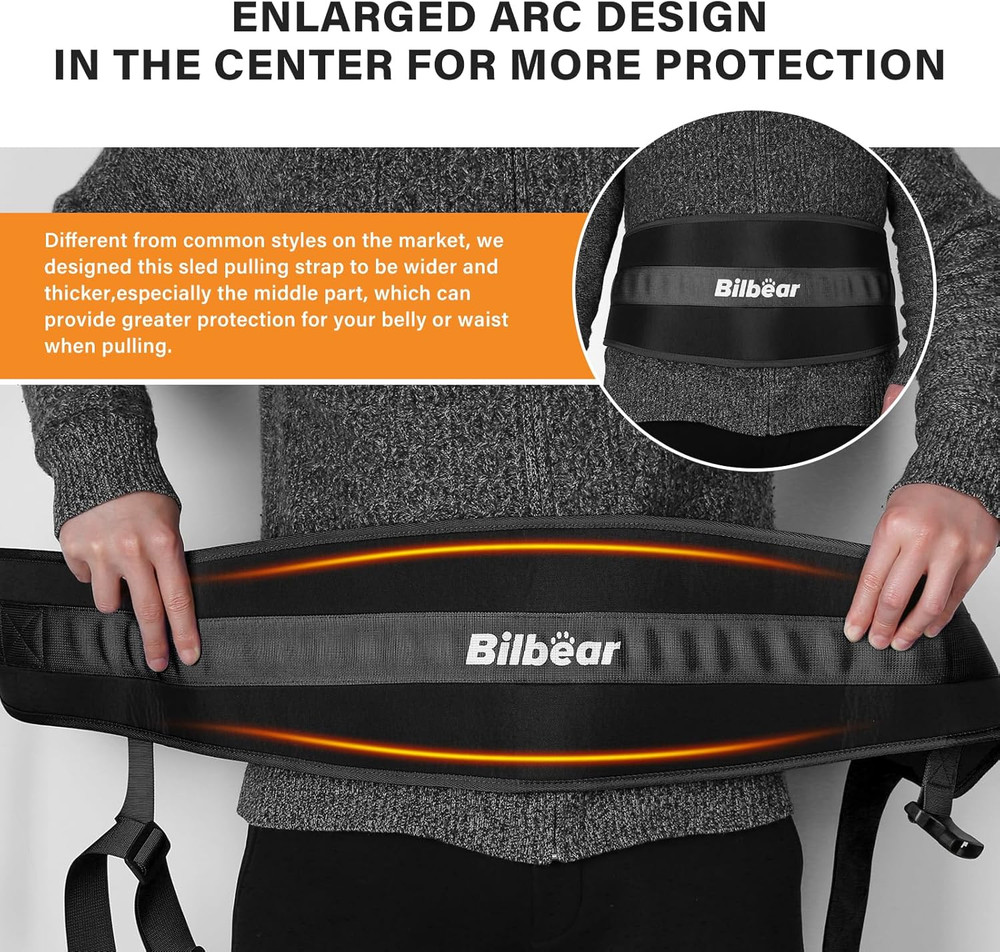 Sled Pulling Belt,Adjustable Sled Training Waist Belt, Belt for Pulling with 2 P