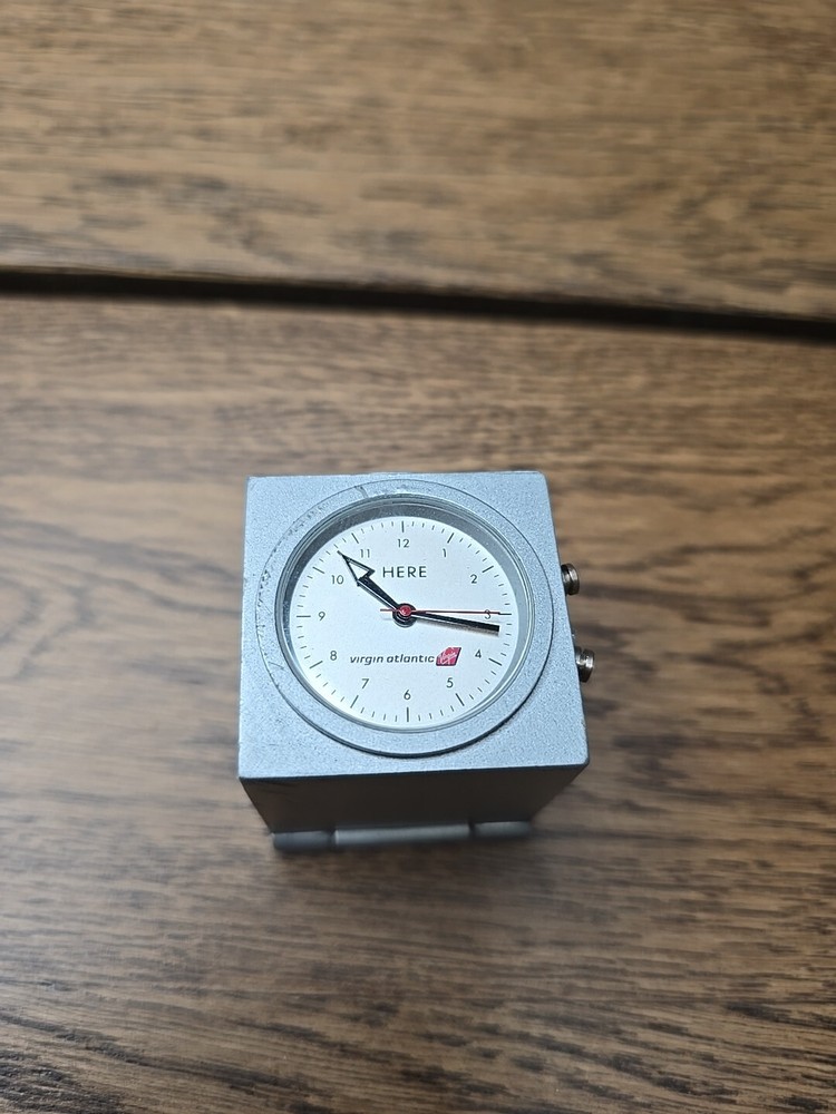 Virgin Atlantic Vintage Here There Rotating Cube Desk Clock NOT WORKING