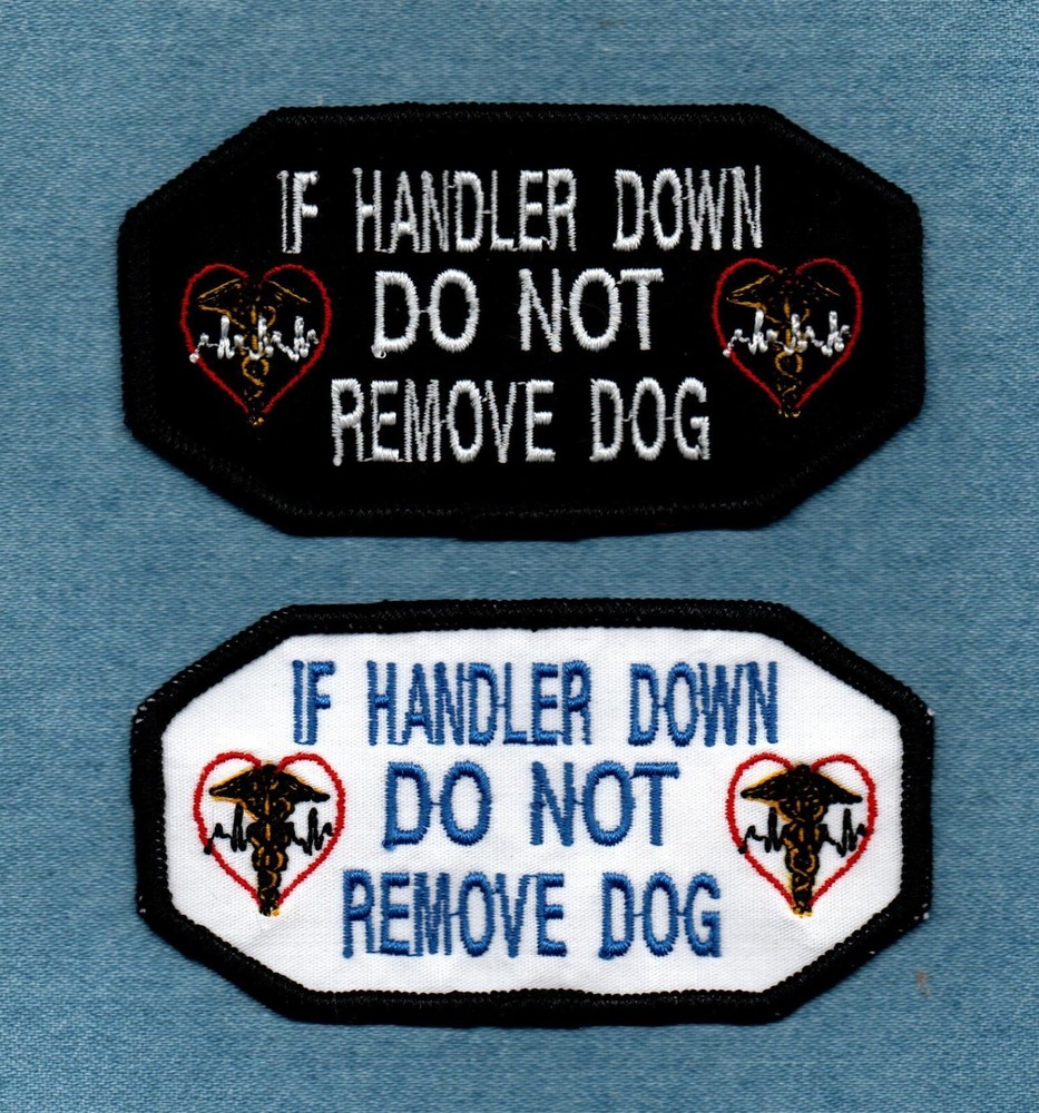 IF HANDLER DOWN DO NOT REMOVE DOG - service dog vest patch - 2" x 4" Octagon