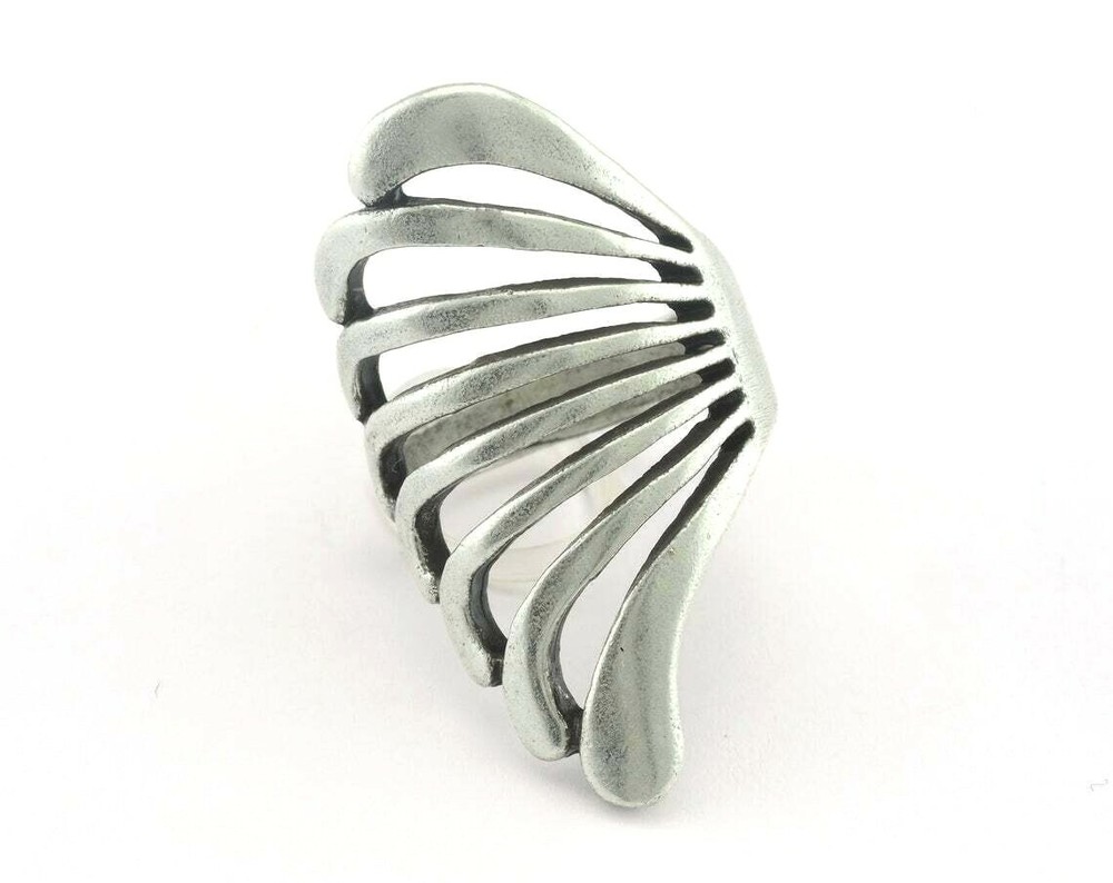 Adjustable Ring Antique Silver Plated Brass 19mm 9US inner size Adjustable 3211