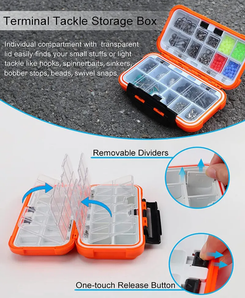Fishing Tackle Box Lure Waterproof Compartments 2 Layer Storage Hard Case Hook
