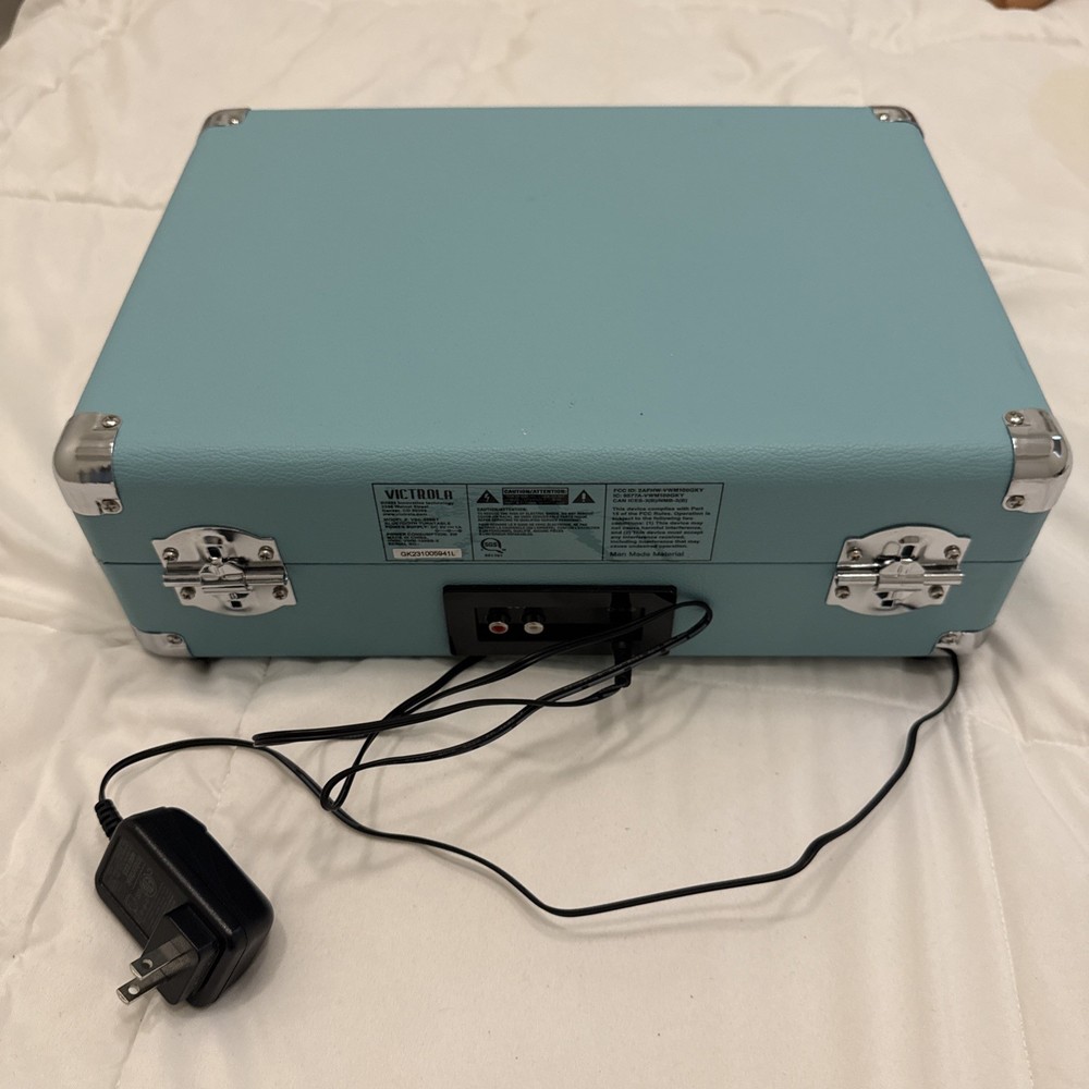 Victrola Model VSC-400SB Blue Patterned Suitcase Record Player With Bluetooth