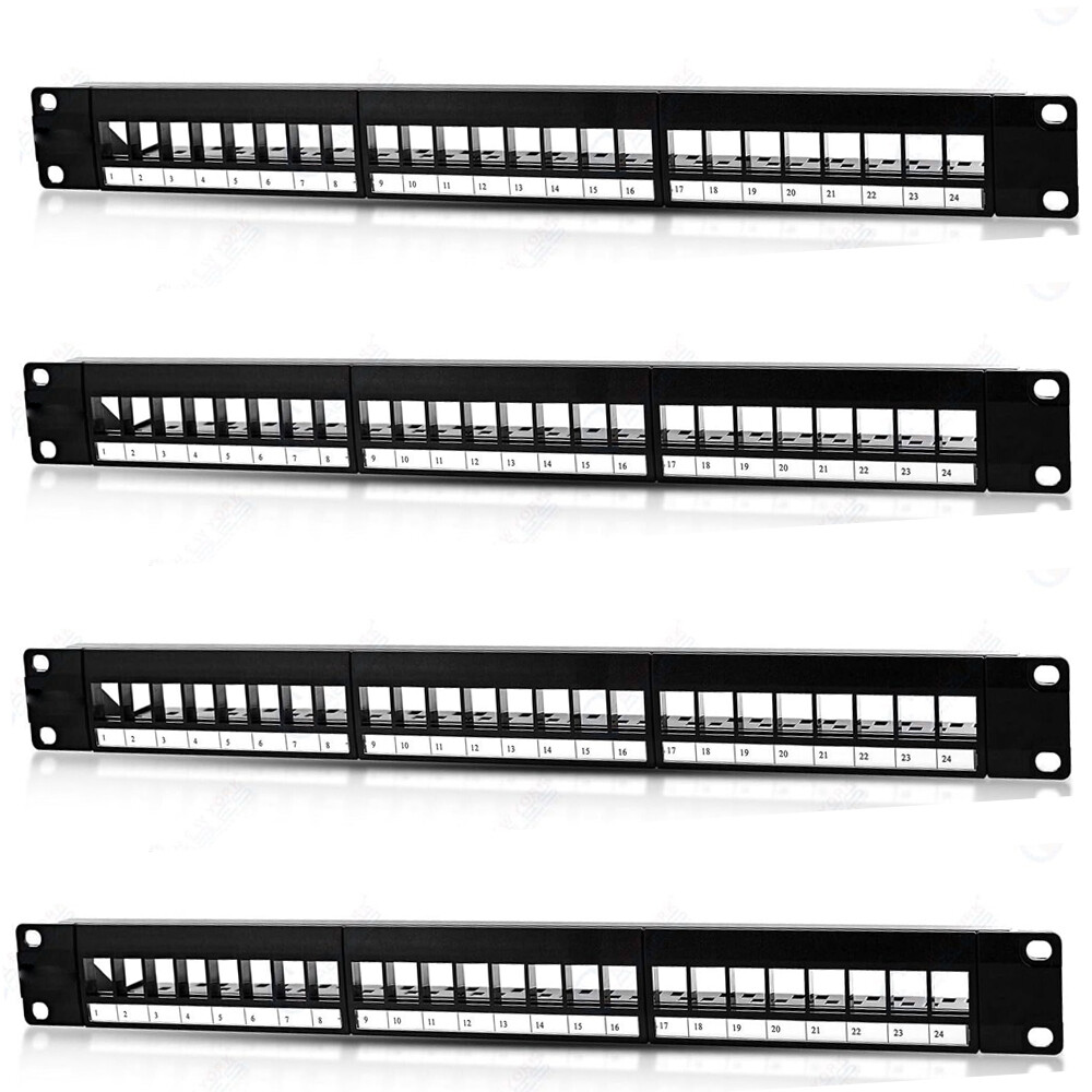 4 Pcs Patch Panel 24Port CAT6/Cat5 RJ45 110 Network Surface Wall Mount Bracket