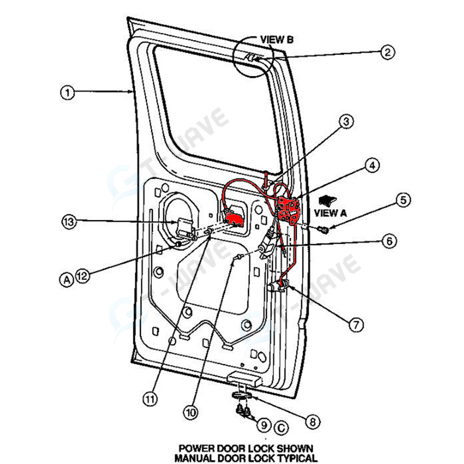 Right Side 60% Hinged Door Latch Assembly For 1992-2014 Ford E150 E250 E350 Van