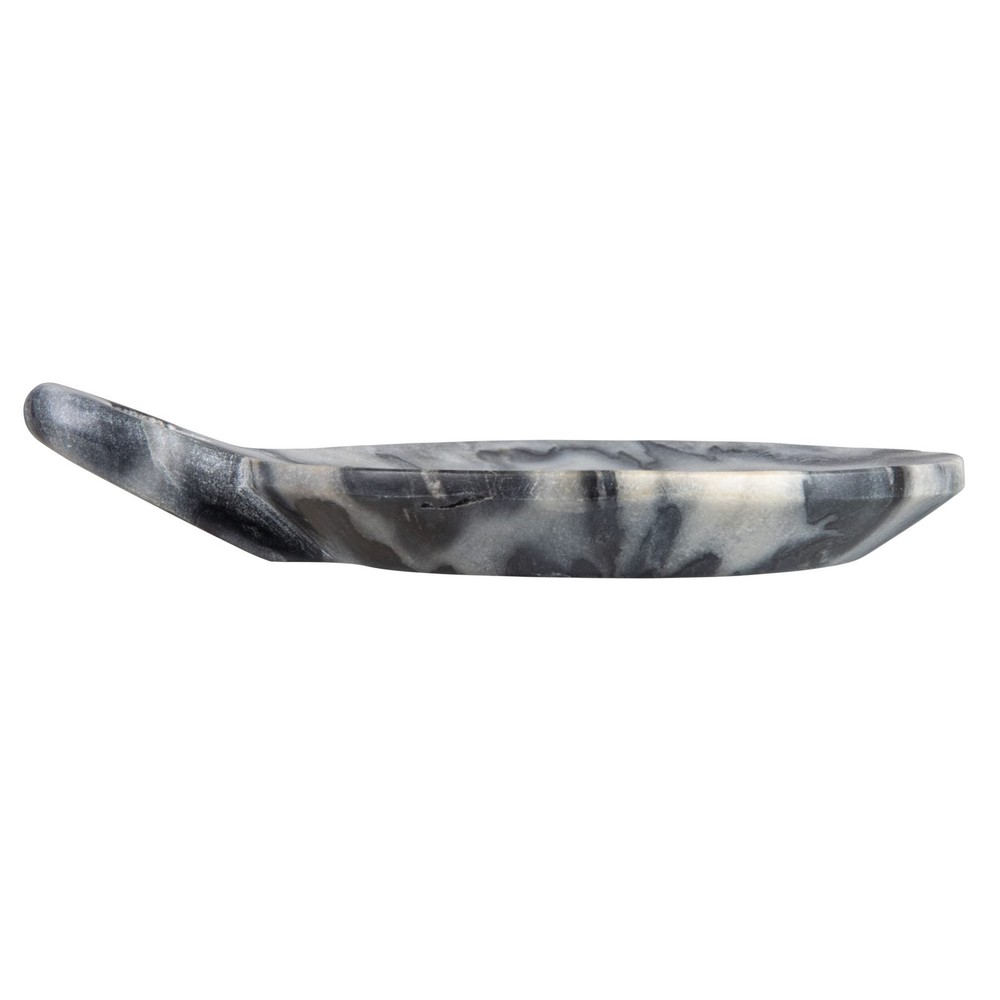 Hand-Carved Marble Dish with Handle, Grey