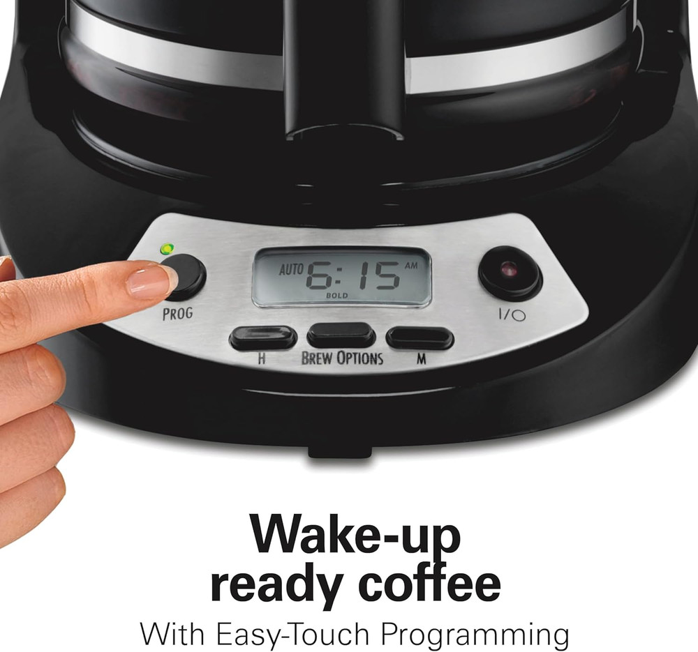 Hamilton Beach 12 Cup Programmable Drip Coffee Maker Machine, Regular & Bold Bre