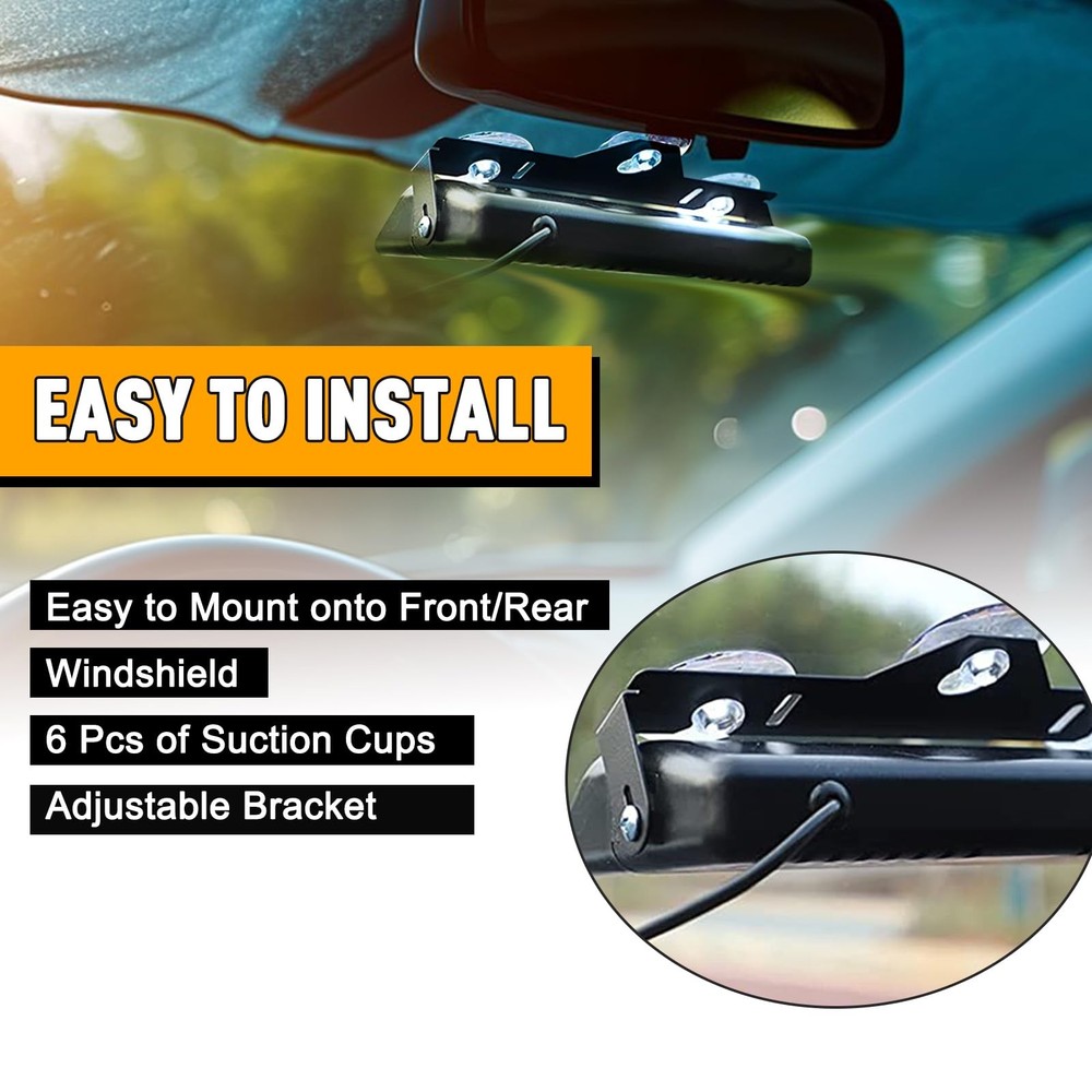 Afurkuot Amber LED Warning Dash Windshield Strobe Lights, 26 Modes