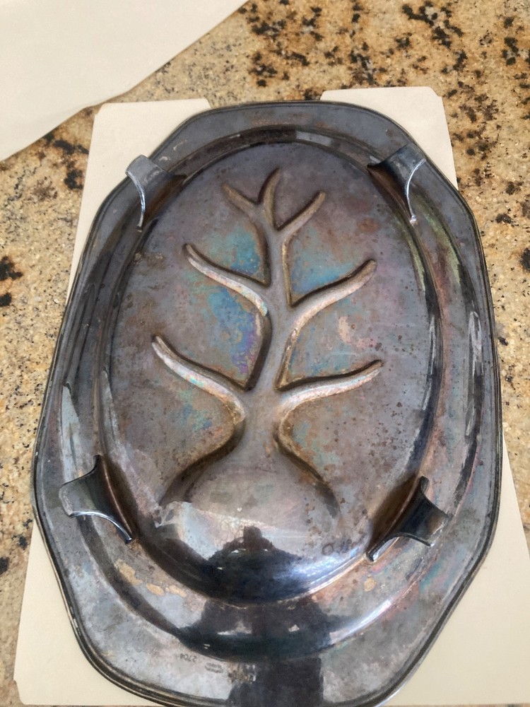 1920's Thanksgiving Tree serving PLATTER CONTINENTAL SILVER Co 2704 Turkey Tray