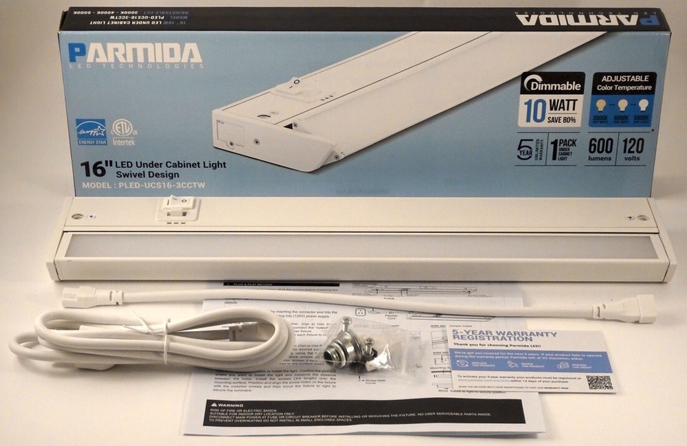 Parmida 16" Dimmable LED Under Cabinet Light With Adjustable Lens Angle, NEW