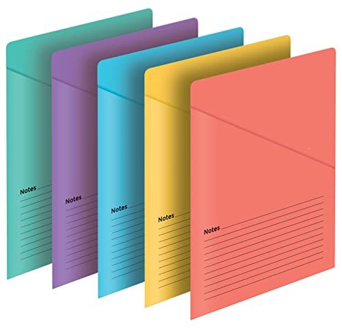 Lined Vertical Slash Pocket File Folders, 25 Pack, Assorted Colors, Letter