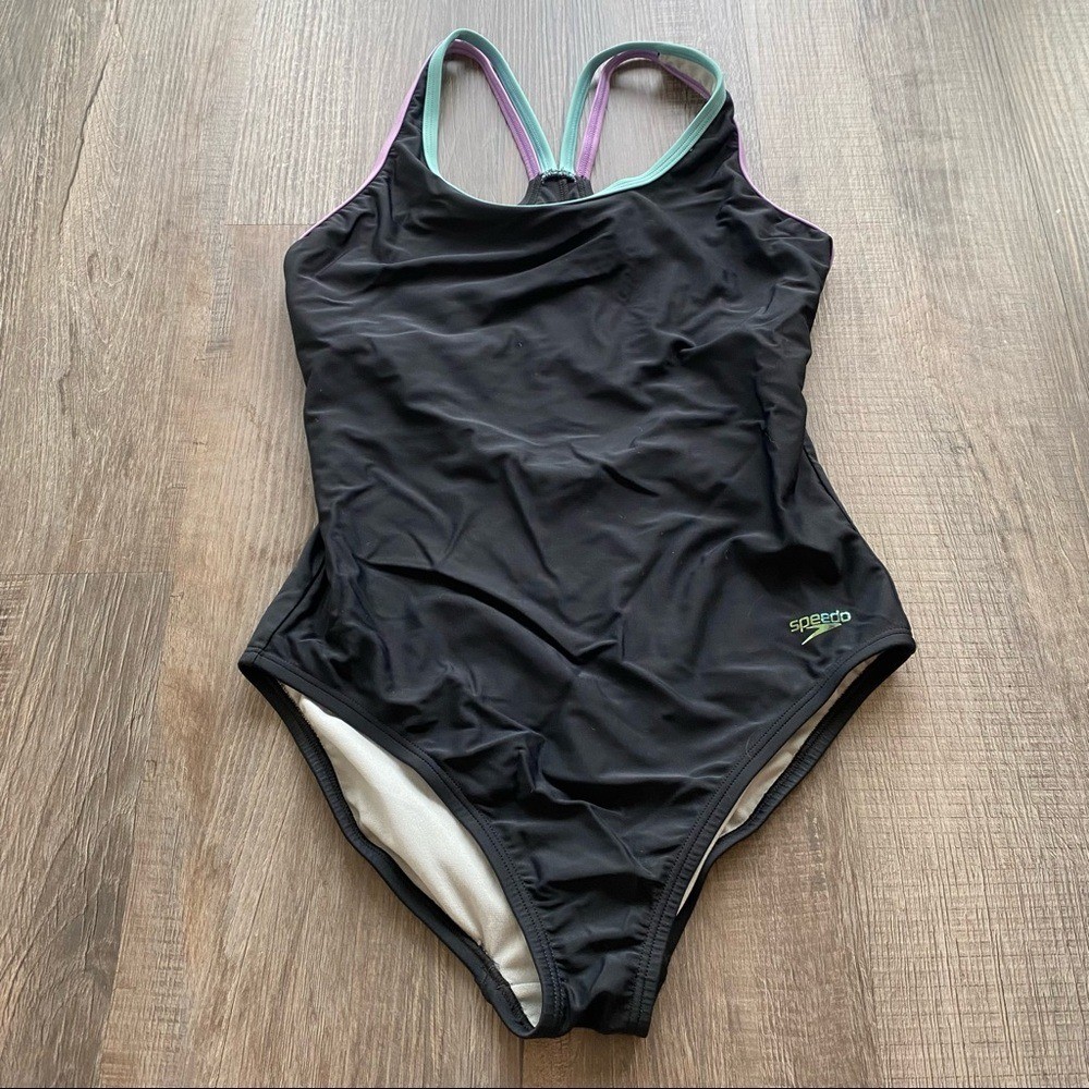 Speedo Double Crossback One-Piece Black Size 8