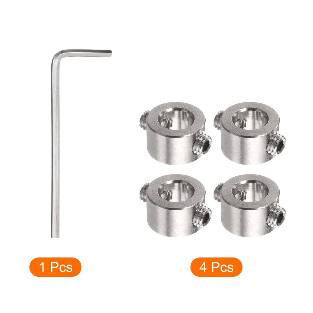 4pcs 7mm Drill Stop Collar Depth Stop with Hex Wrench Anodizing Surface Silver