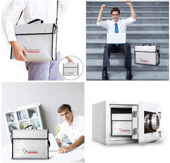 ROLOWAY Fireproof Document & Money Bags, Large Fireproof & Water Resistant Ba...