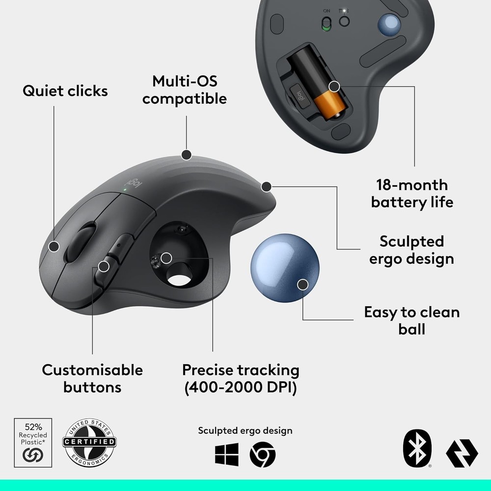 Logitech MX Ergo Wireless Trackball Mouse