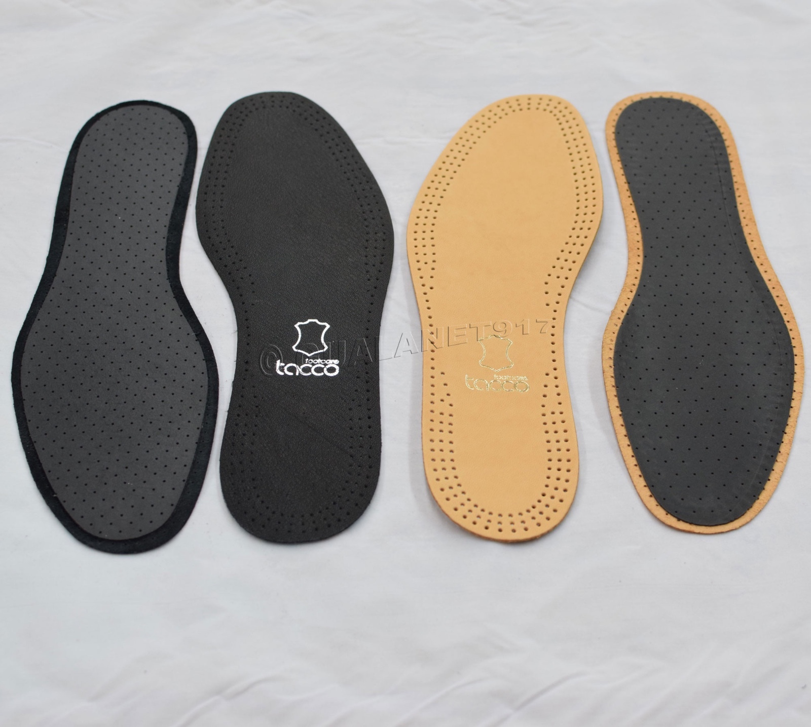 Taco 613 Luxus Comfort Leather Insoles Black / Tan Flat Shoe Inserts - ORIGINAL