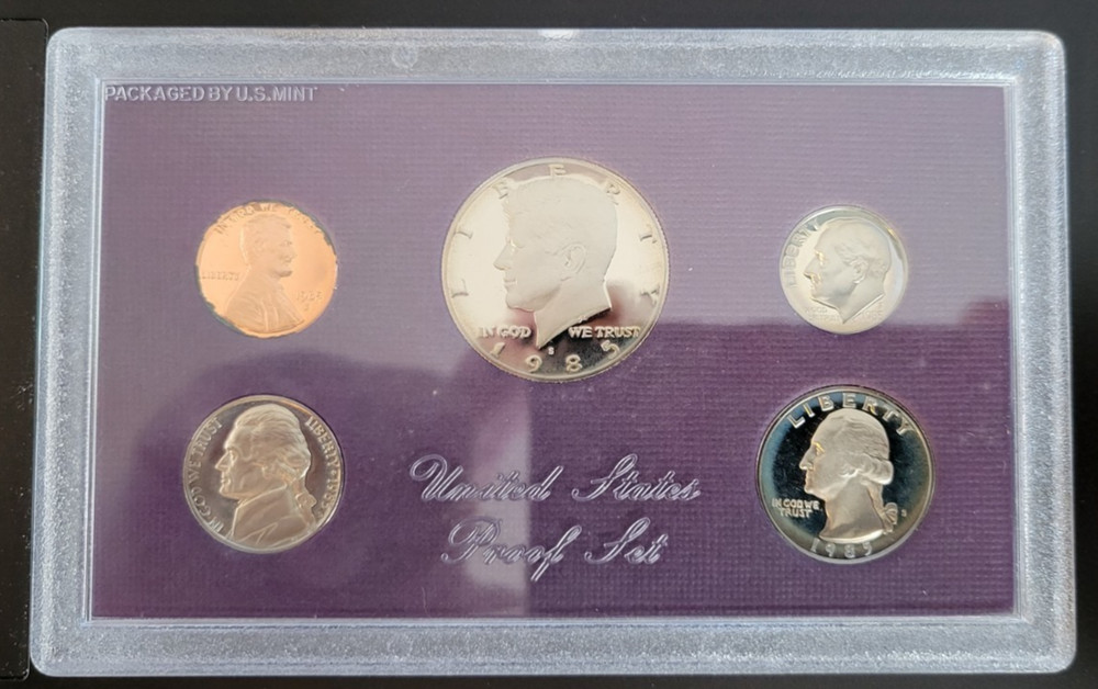 1985 U.S. MINT PROOF SET-5 COINS-ORIGINAL  BOX