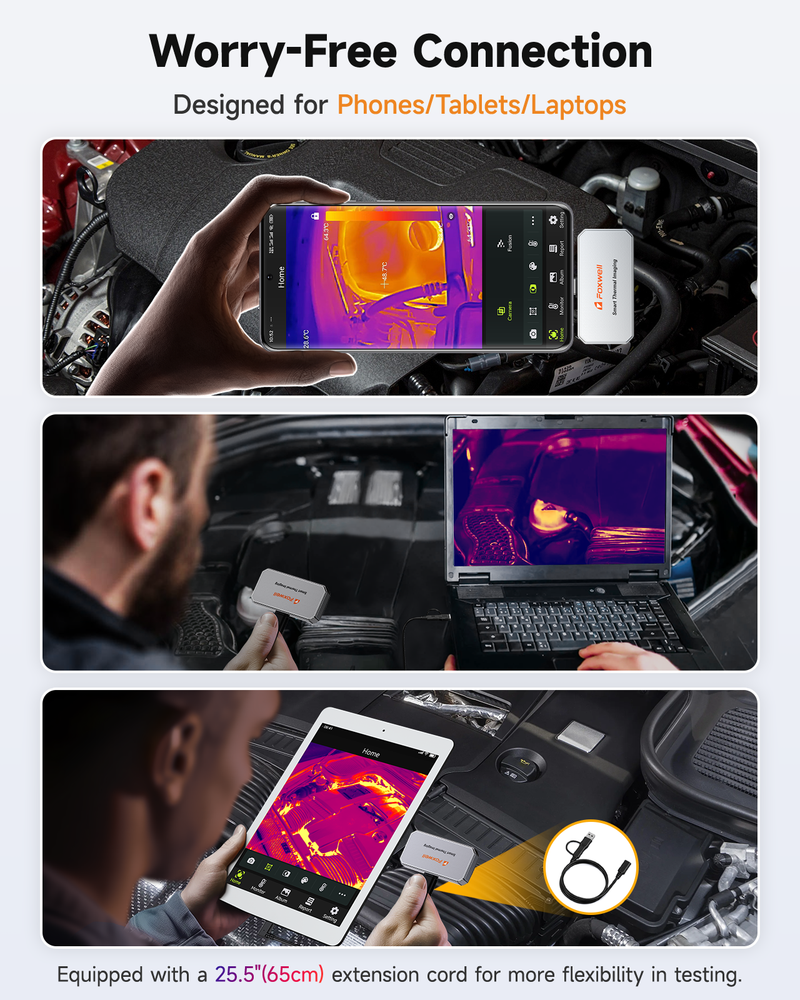 FOXWELL Thermal Camera RT100 Infrared Imaging High Resolution for Android Phone