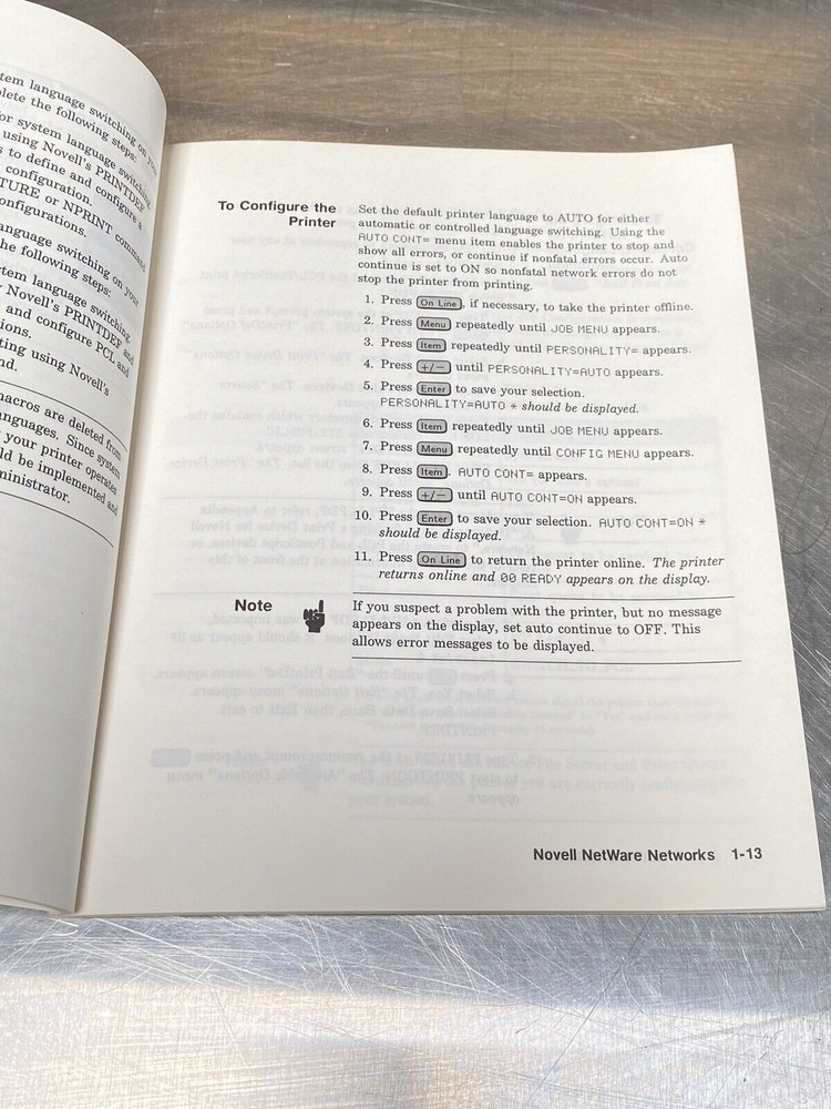 Hewlett Packard HP Network Notes For Laser Jet 4 Printer -Users Guide / Manual