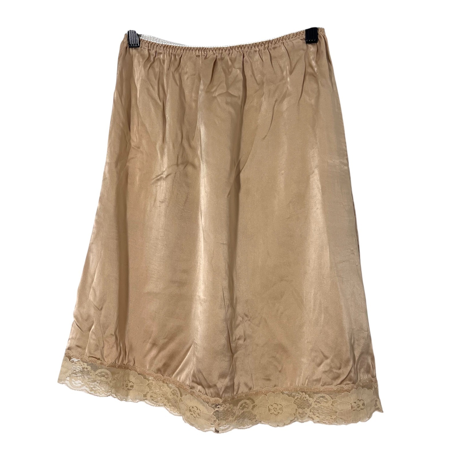 WinterSilks Slip Skirt Womens S Champagne 100% Silk Lace Trim Luxurious Fairy