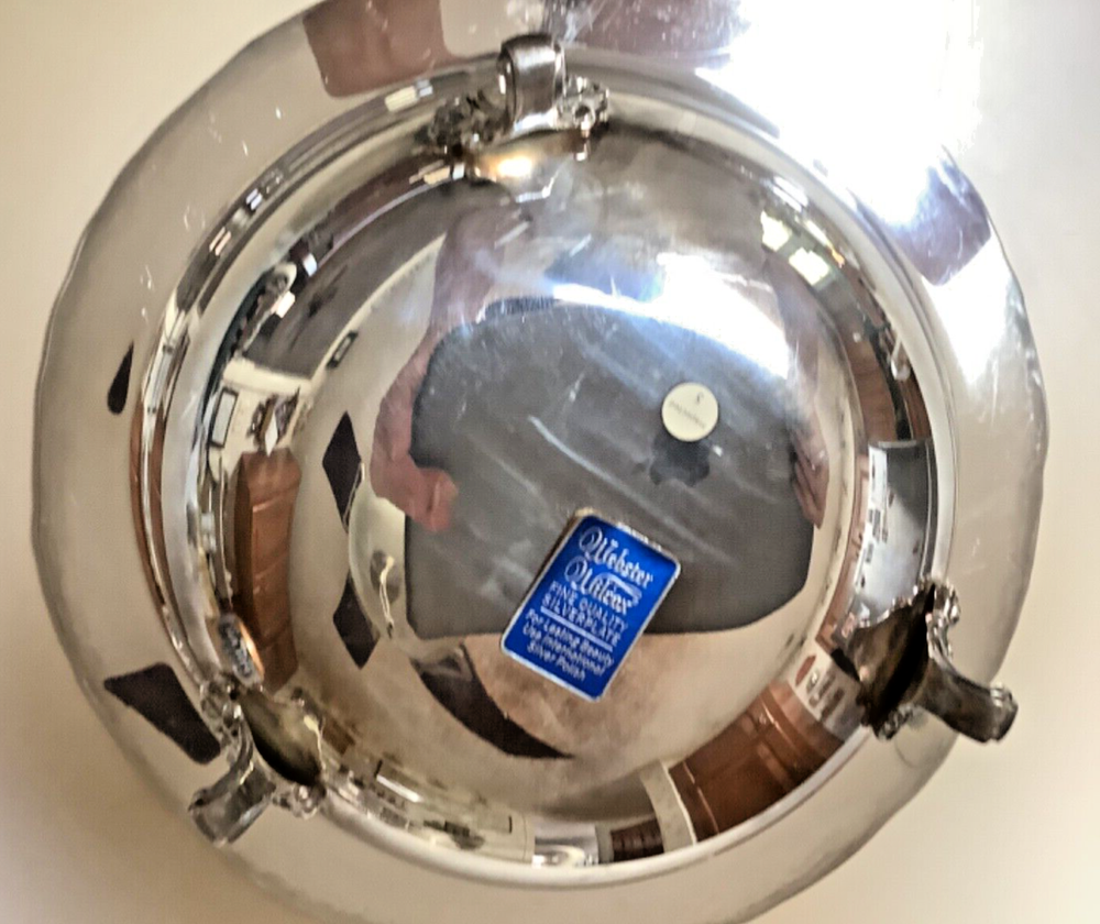 Vintage Webster Wilcox Silverplate Lidded Server W 2 qt. Pyrex inset casserole