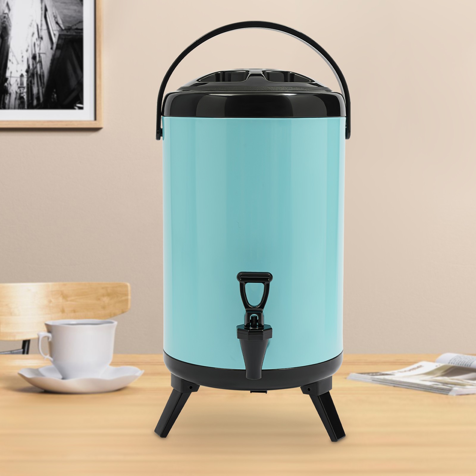 10L Stainless Steel Insulated Beverage Dispenser W/ Faucet for Hot Water Coffee