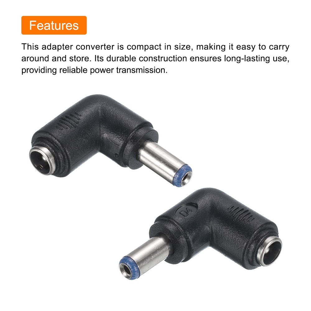 2Pcs DC Power Connector Adapter 90 Degree Angle Plug Coupler Converter
