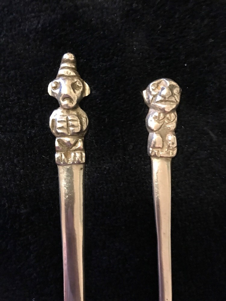 Antique 900 Silver Sugar Spoon And Knife Set