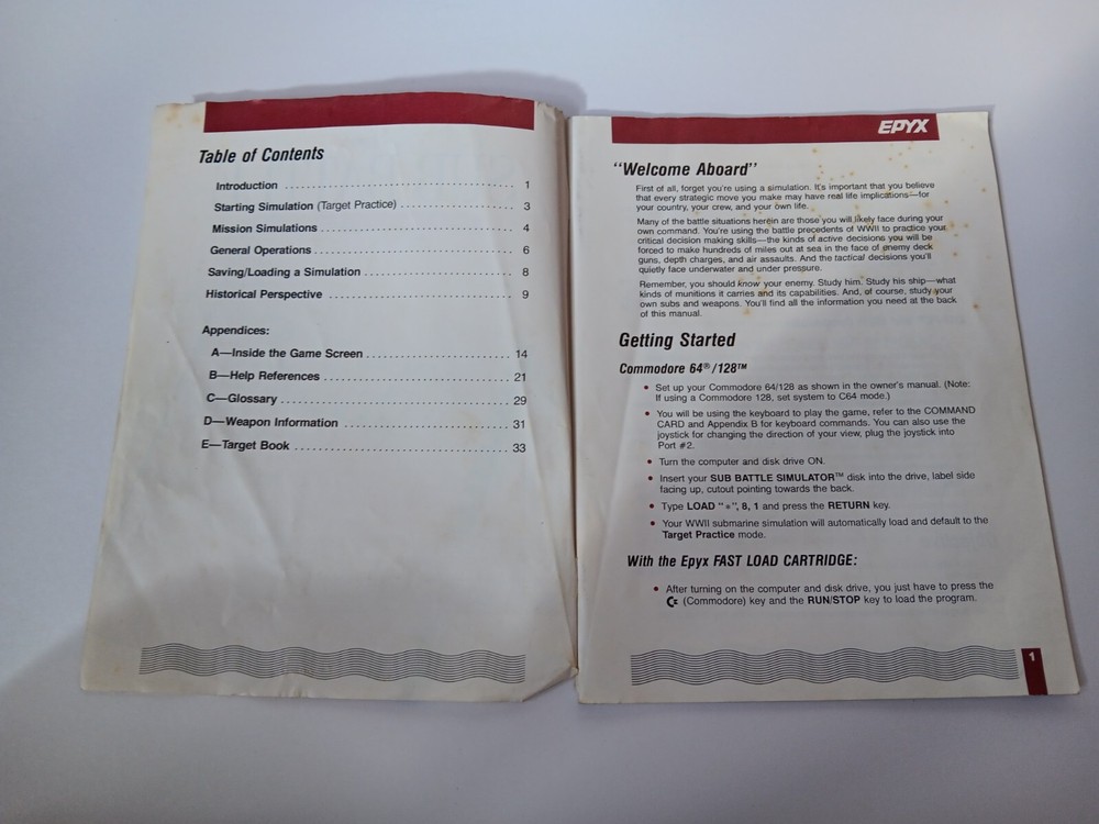 Commodore 64/128 Sub Battle Simulator Computer Game Software Tested/Works